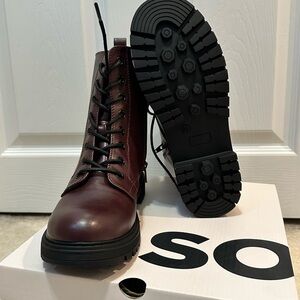 Burgundy Combat Boots
